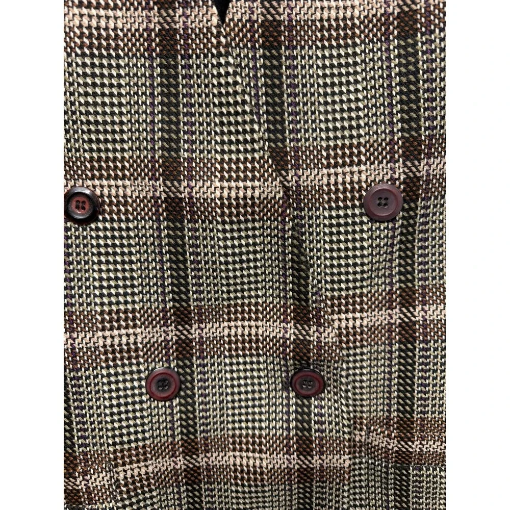 VTG Emily Womens Plaid Blazer Jacket  Wool Blend Career Sz 14 Romania‎